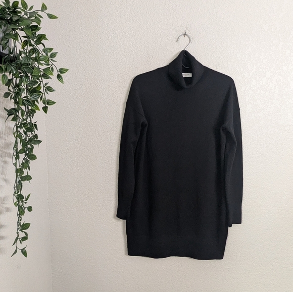 Everlane 100% Cashmere Black Mini Sweater Dress Turtleneck Long Sleeve Winter S - Picture 3 of 10